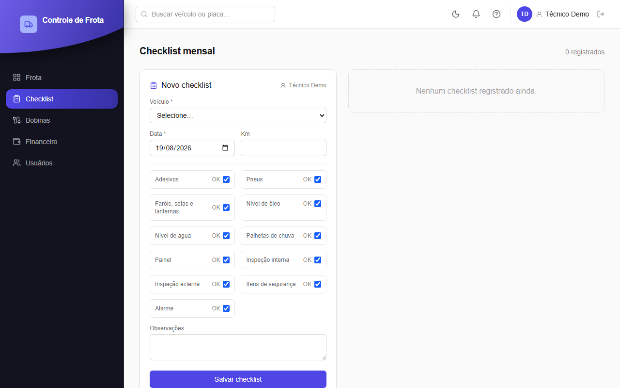 Checklist mensal